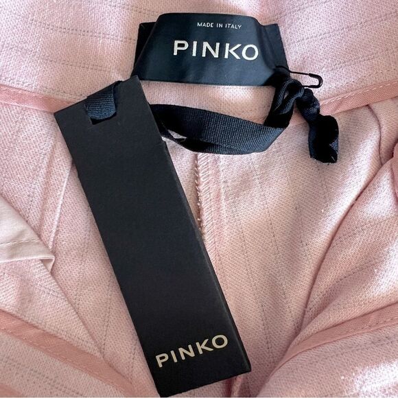 PINKO Stripe High Waist Flared Wide Cut Leg Light Pink Casual Size M USA 40 IT - Picture 7 of 8